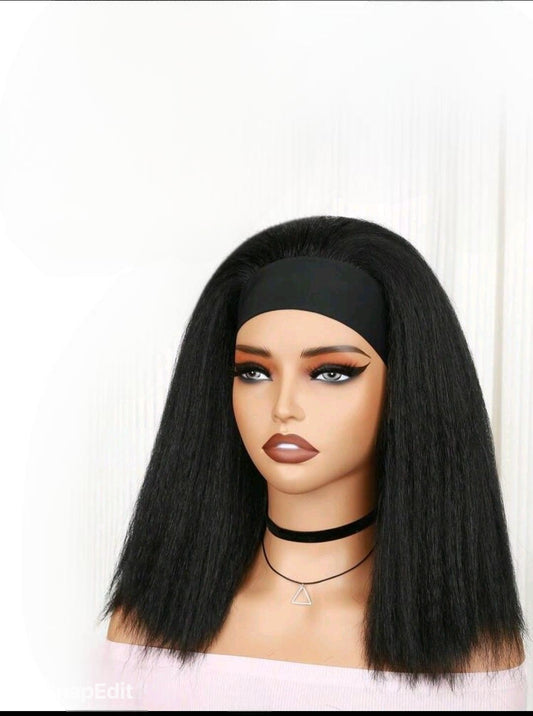 Black Synthetic Headband Wig